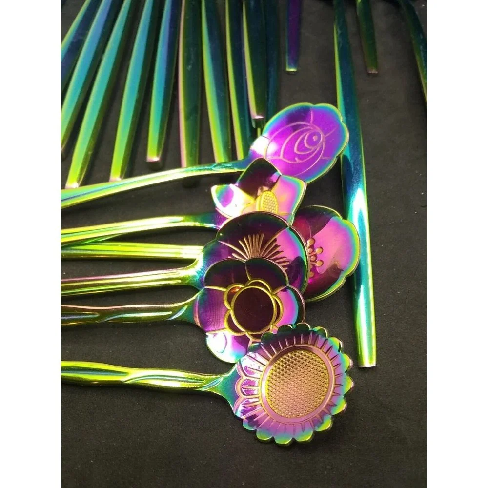 Iridescent Rainbow Stainless Steel Dinnerware Set - Multicolor